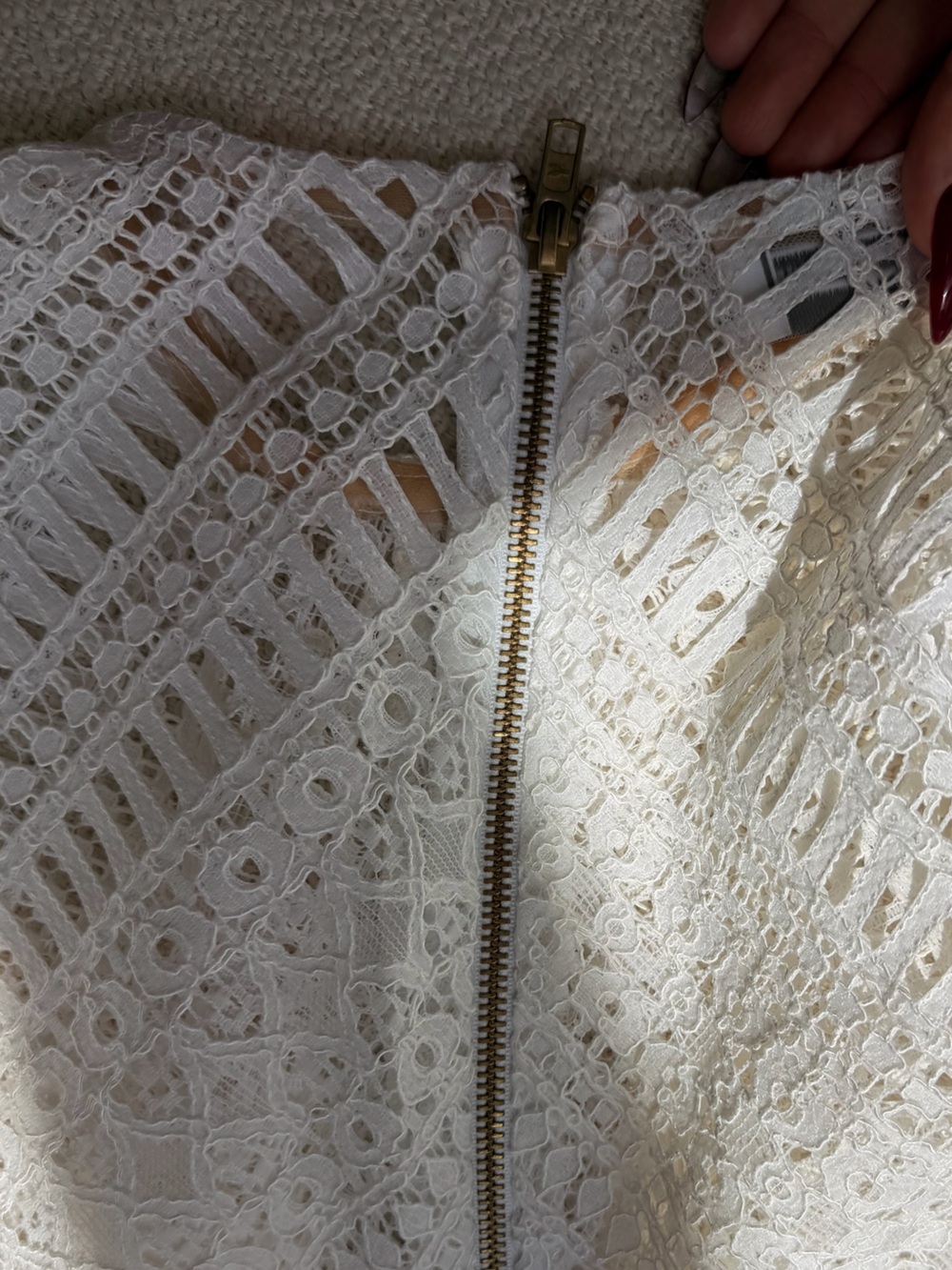 White Lace + Fringe-Sleeve Crop Top - The Dolls House Fashion Size XS WORN 1X - Picture 7 of 9